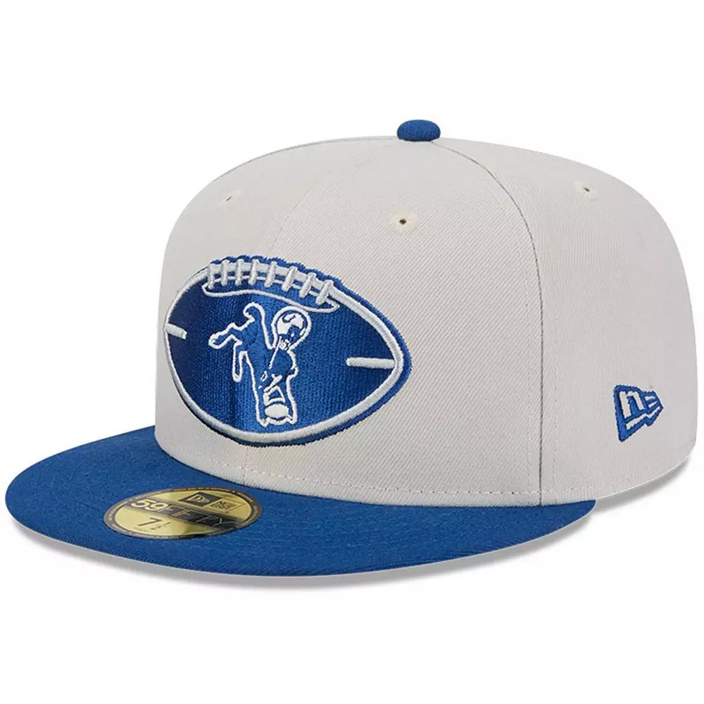 Men's New Era Stone/Royal Indianapolis Colts 2024 Sideline Historic 59FIFTY Fitted Hat, Size: 7 1/4, Team Product Image