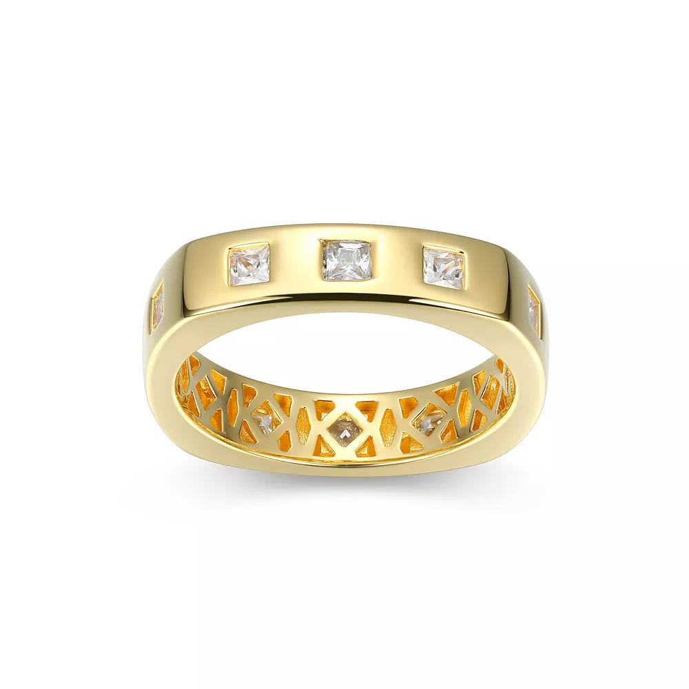 Men's 18k Gold Over Silver Cubic Zirconia Band Ring, Size: 11, Gold Tone Product Image