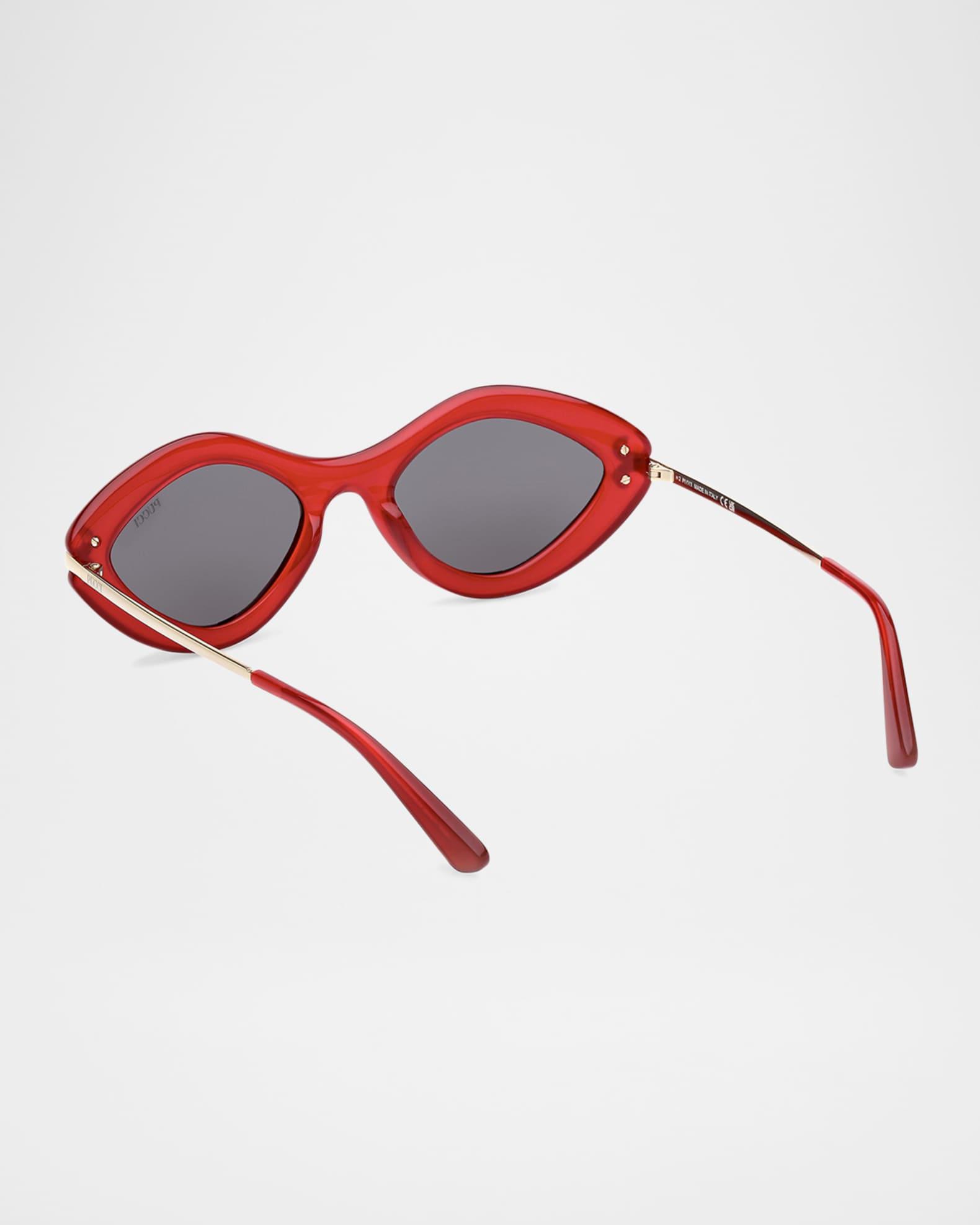 Logo Acetate & Metal Oval Sunglasses  Product Image