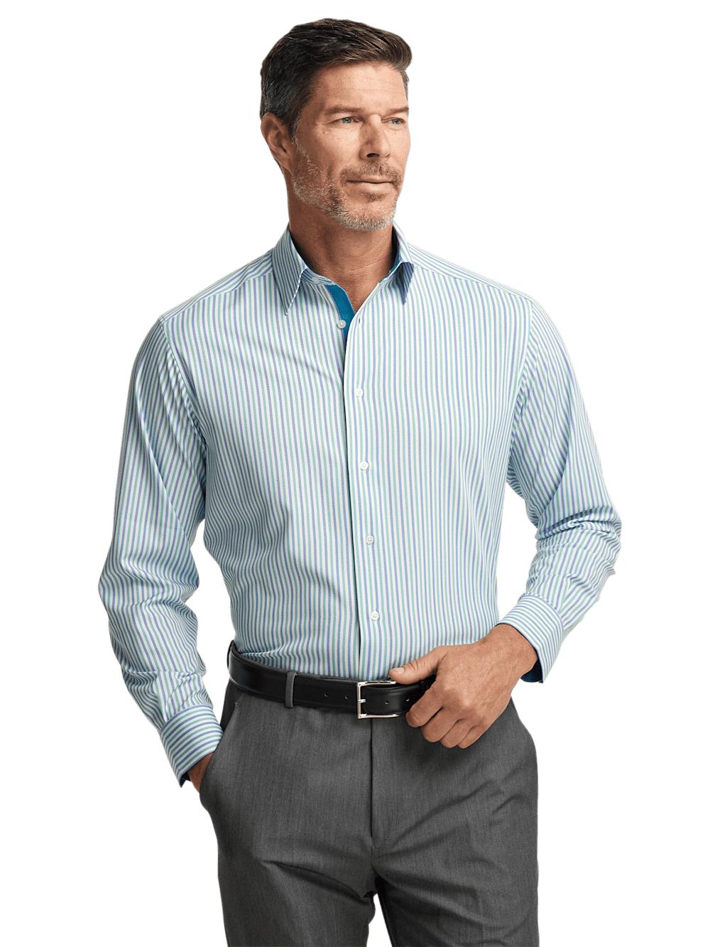 Performance Stretch Stripe Casual Shirt - Blue/green Product Image