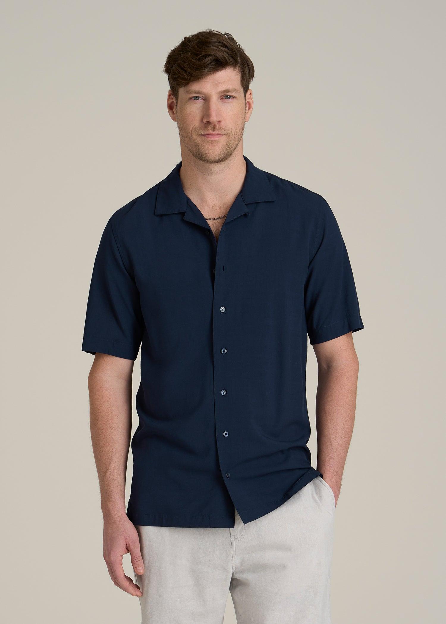 Short Sleeve Resort Shirt for Tall Men in Navy Male Product Image