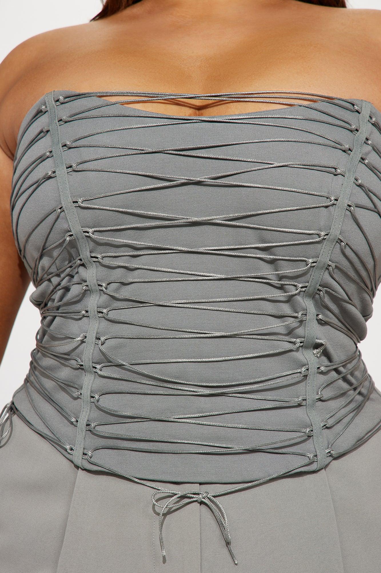 Hot List Strappy Corset top - Grey Product Image