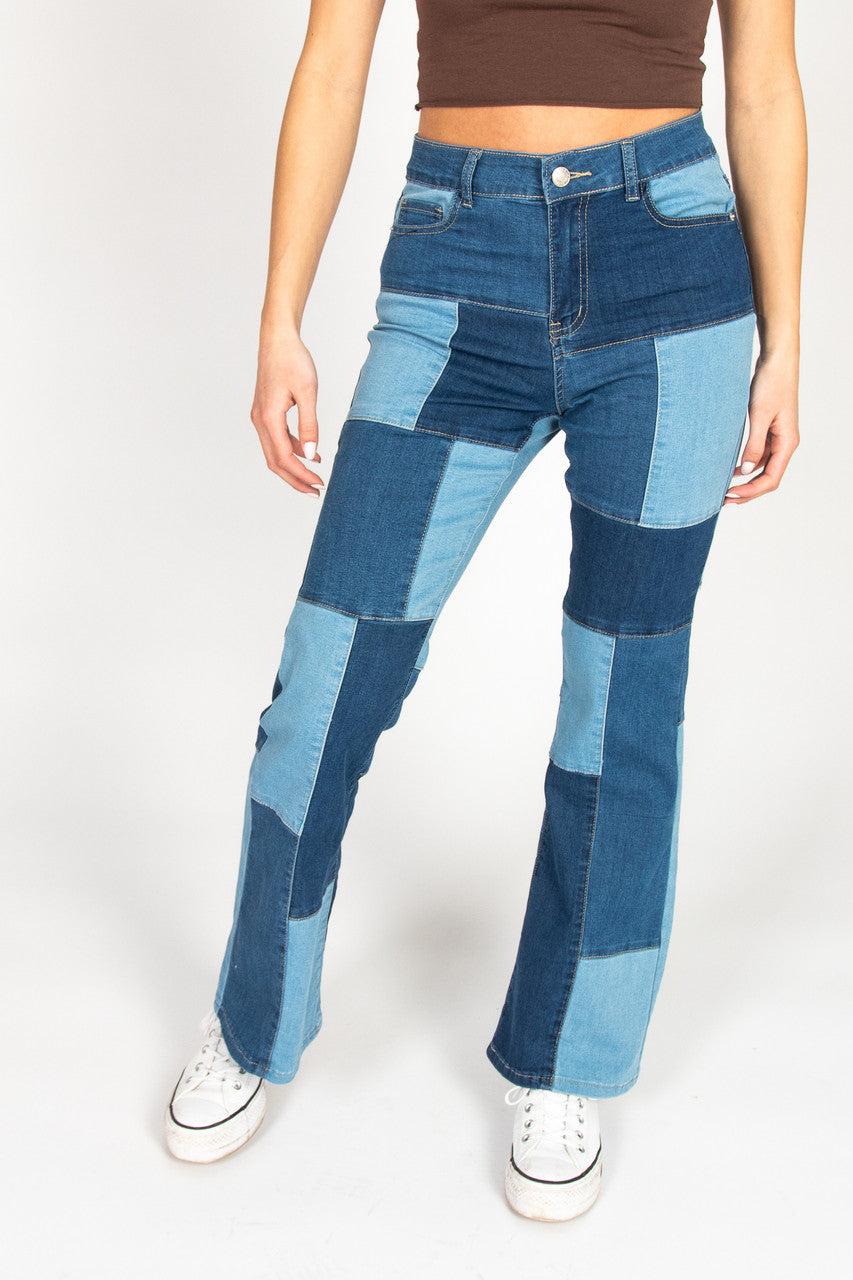 Bell Bottom Patchwork Jeans Product Image