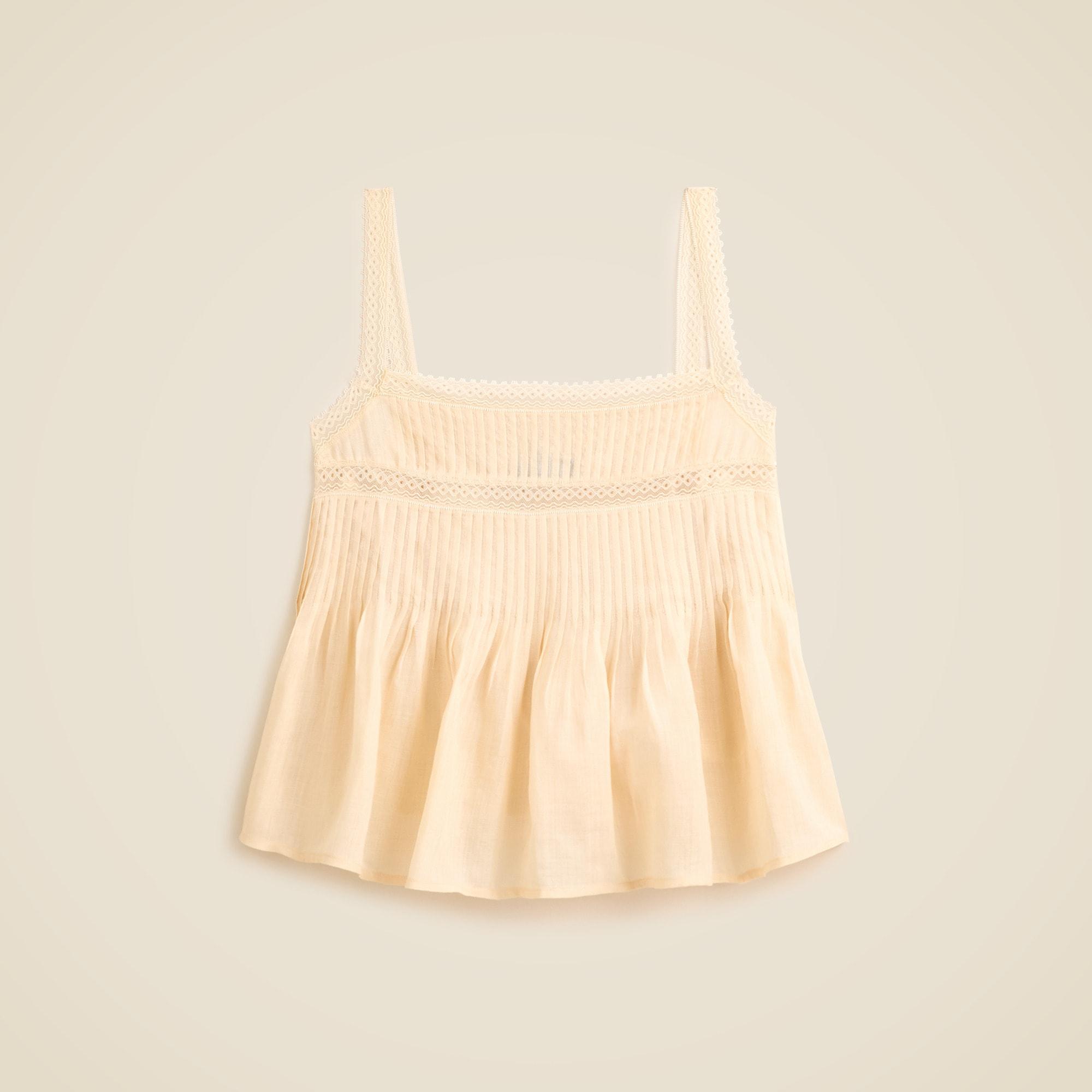 Lace-trim tank top in ramie Product Image