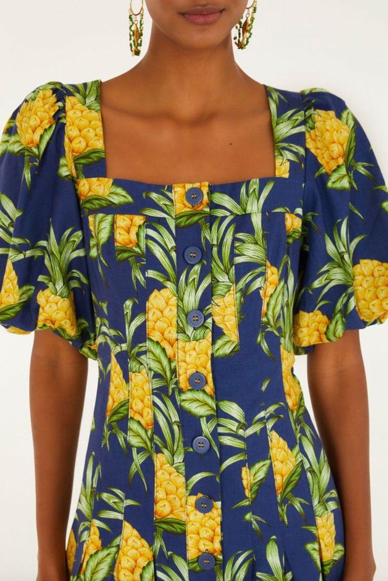 Navy Blue Delicate Pineapple Lenzing™ Ecovero™ Euroflex Mini Dress Product Image