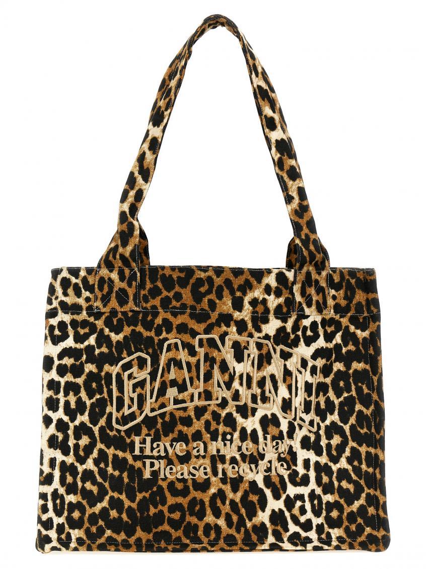 large leopard-print canvas tote bag Product Image