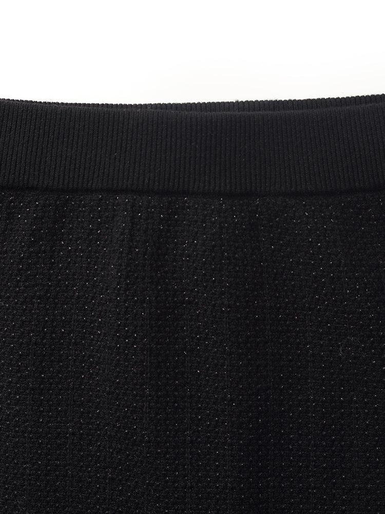 Wool Blend Long Sleeve Knit Top And A-Line Skirt Two-Piece Set Product Image