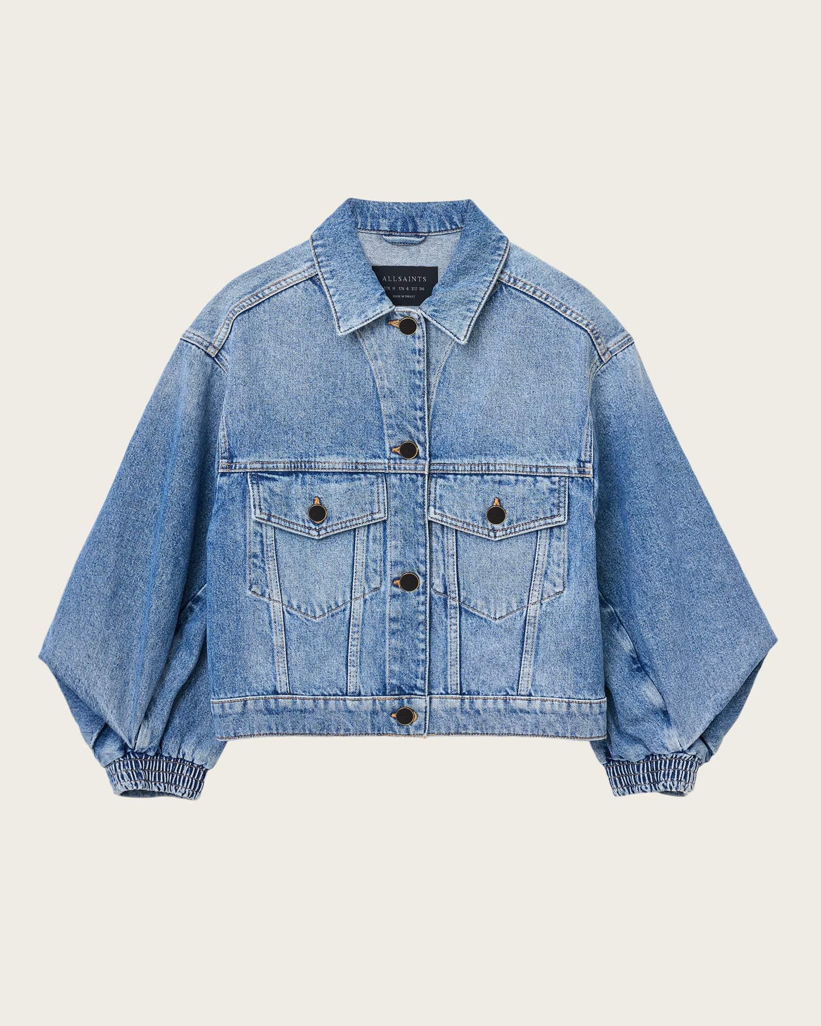 Luca Cropped Denim Jacket Mid Indigo | ALLSAINTS US Product Image