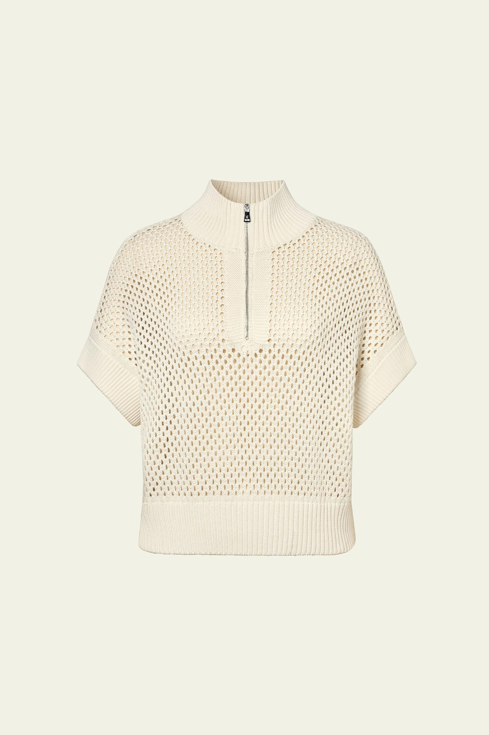 Toscana Pointelle Knit Half-Zip Sweater Product Image