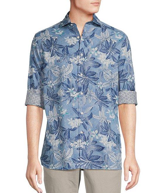 Cremieux Blue Label Key West Collection Palm Leaf Print Long Sleeve Woven Shirt Product Image