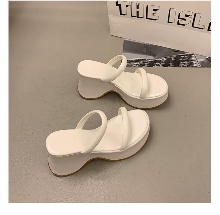 Platform Wedge Heel Slide Sandals Product Image