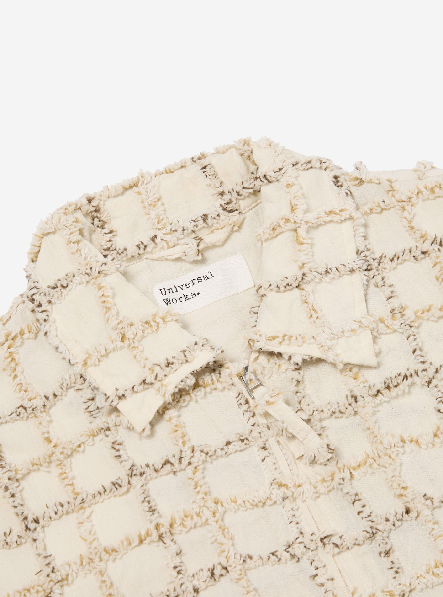 Universal Works Windcheater Jacket in Ecru 3D Check Product Image