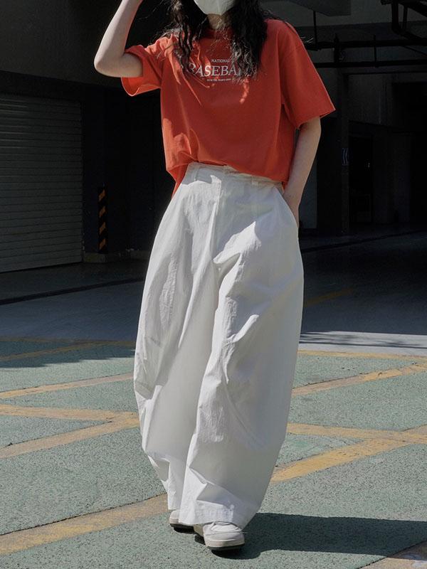 Loose Wide Leg Solid Color Split-Joint Casual Pants Bottoms Trousers Product Image