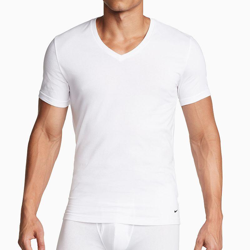 Men's Nike 2-Pack Dri-FIT Essential Cotton Stretch V-Neck Undershirt,  Product Image