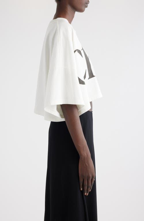 CHLOÉ White Cropped Crewneck T-shirt With Maxi Logo Print On The Front In Cotton Woman In Multicolor Product Image