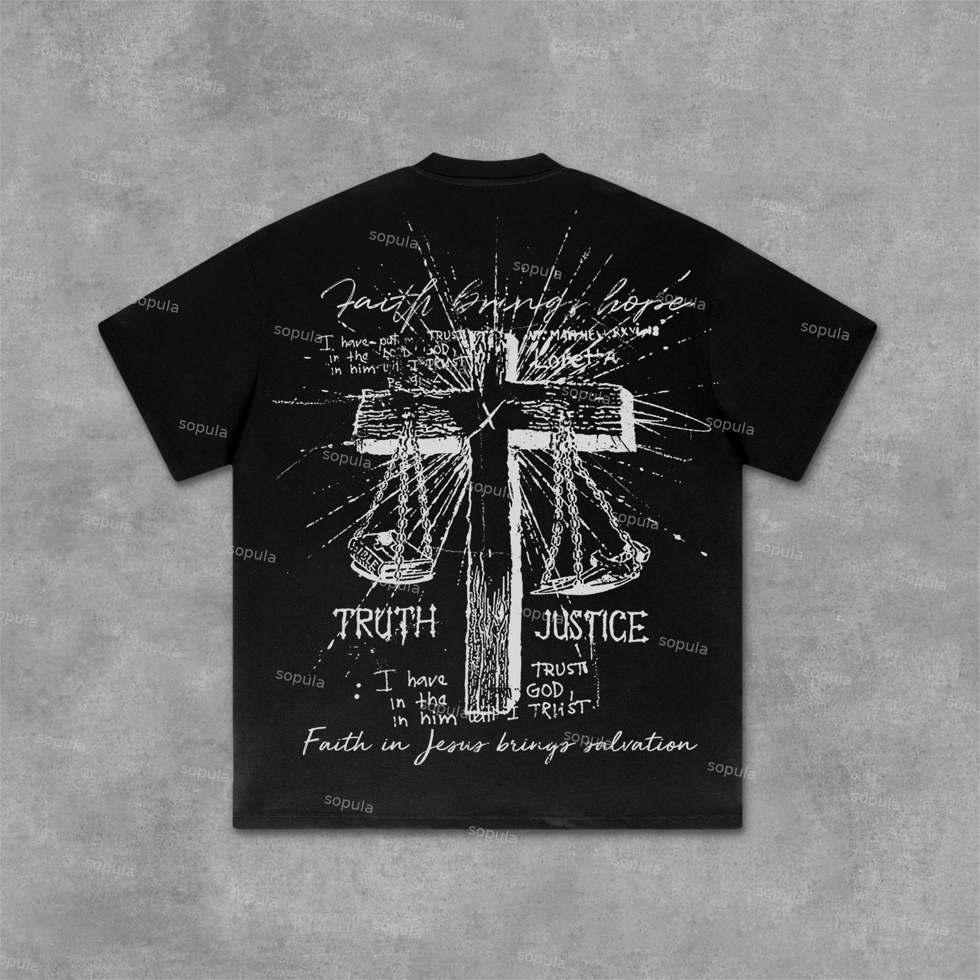 Sopula Jesus & God New Retro Old Graphic Cotton T-Shirt Product Image