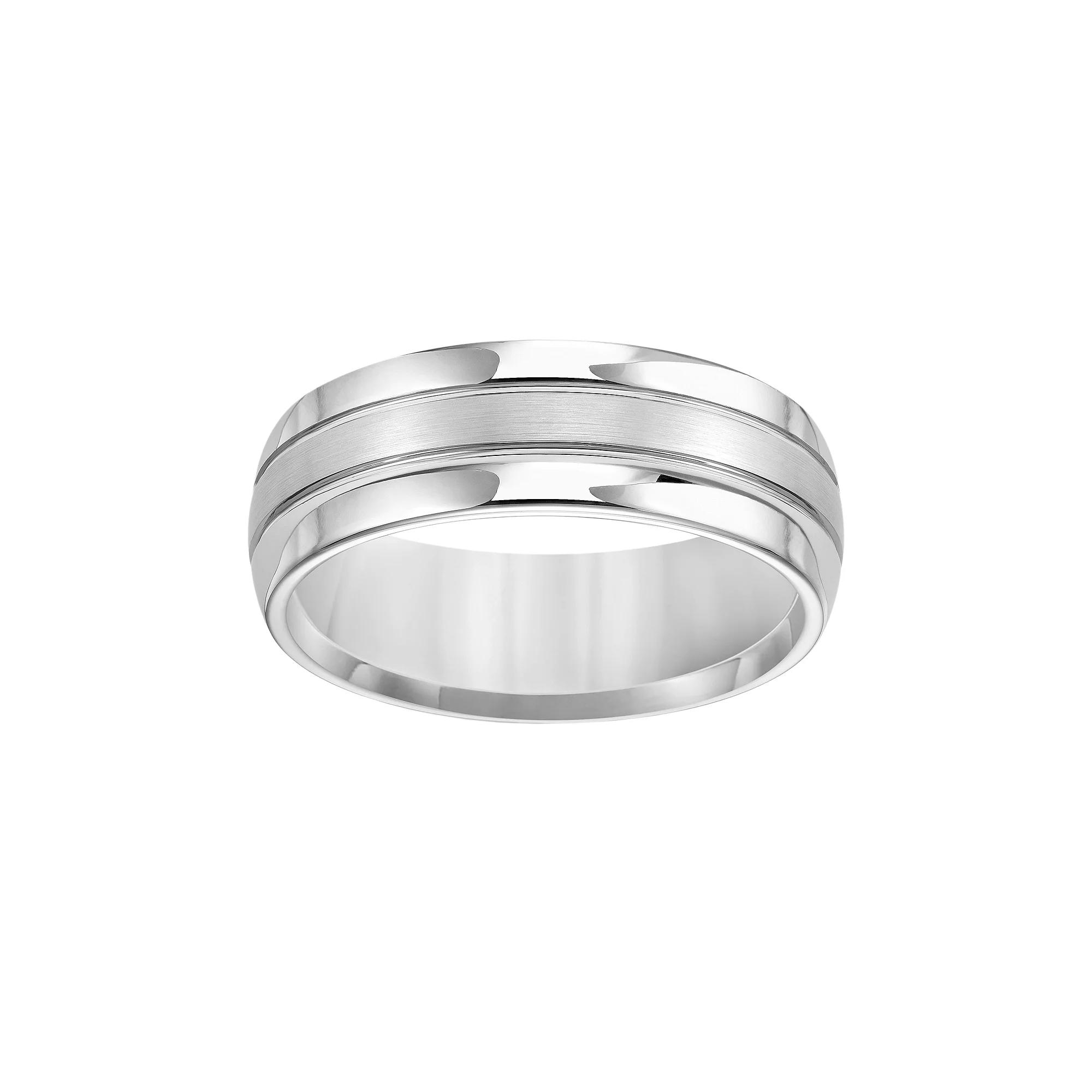 AXL White Tungsten Groove Men's Wedding Band, Size: 12, Grey Product Image