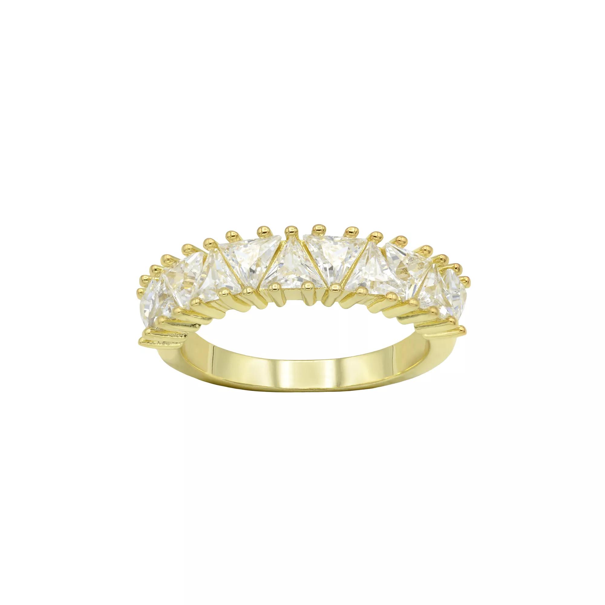 City Luxe Gold Tone Triangle Cubic Zirconia Ring, Women's, Size: 9 Product Image
