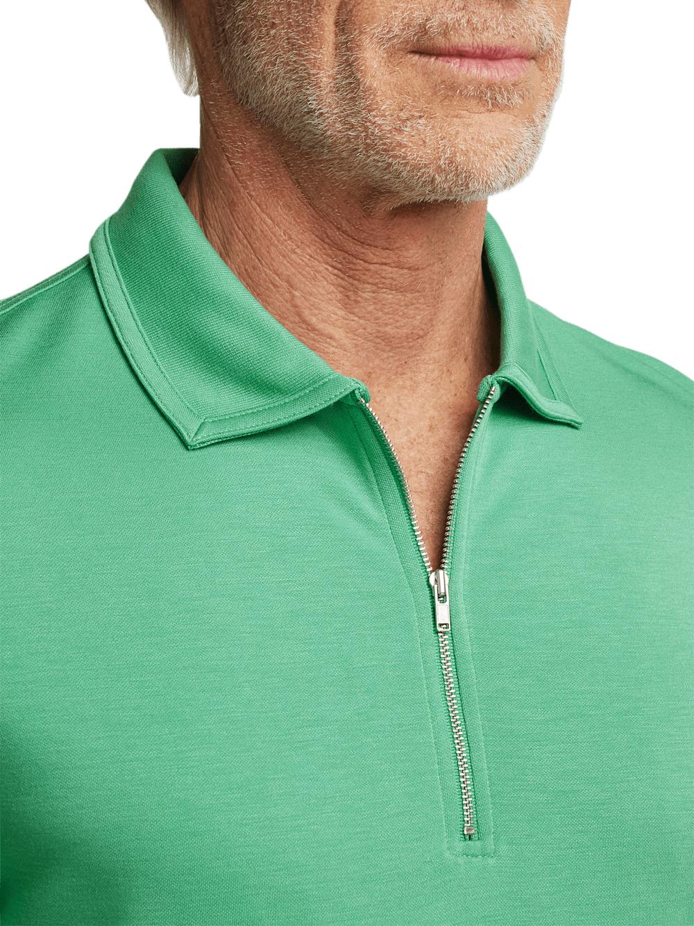 Lyocell Blend Quarter Zip Polo - Green Product Image