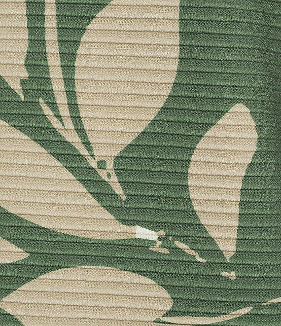 Investments Petite Size Knit Bronze Green/Neutral Leaf Short Sleeve High Neck Ottoman Top Product Image