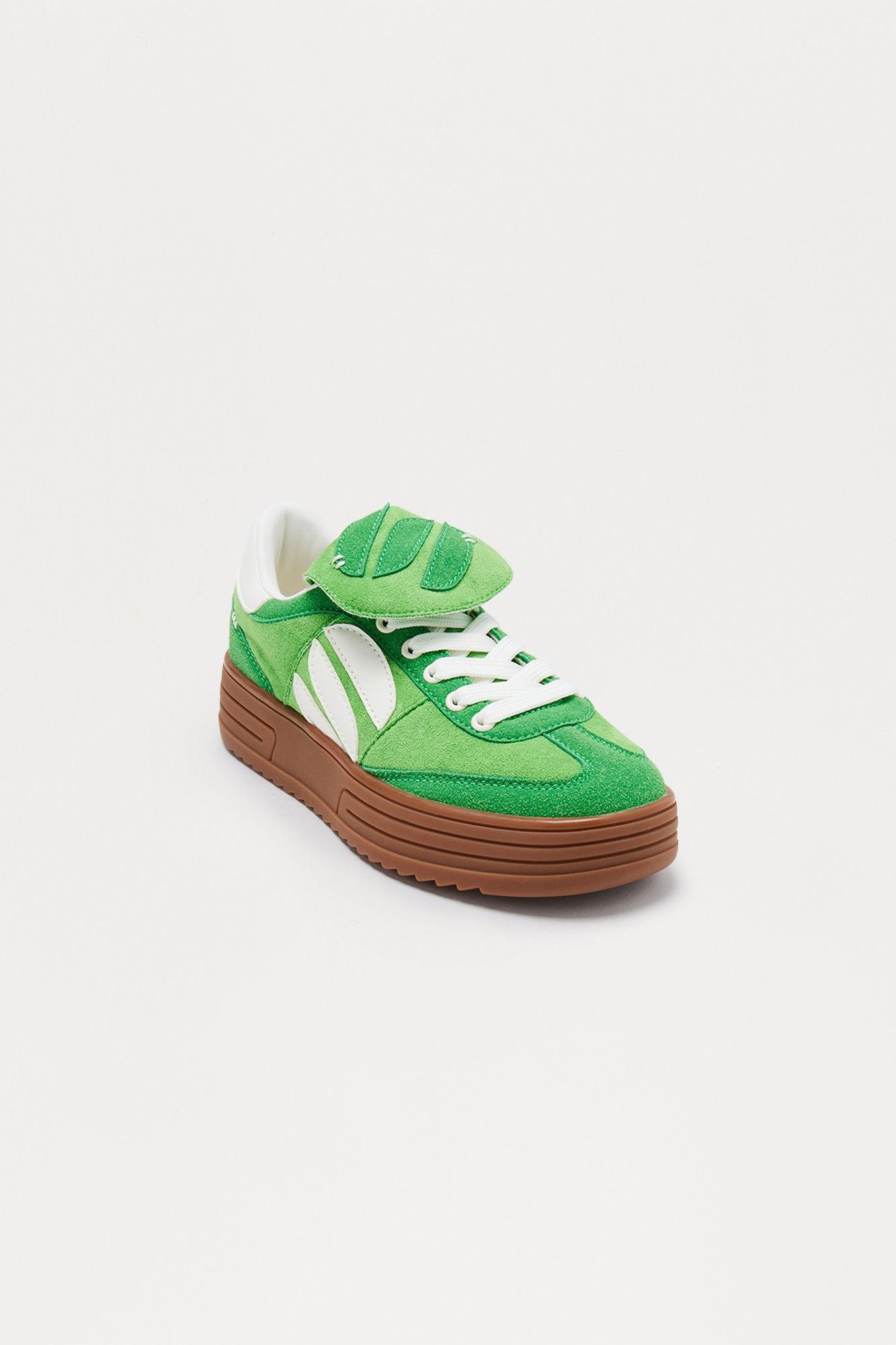 Score Faux Suede Platform Sneakers - Green Female Product Image