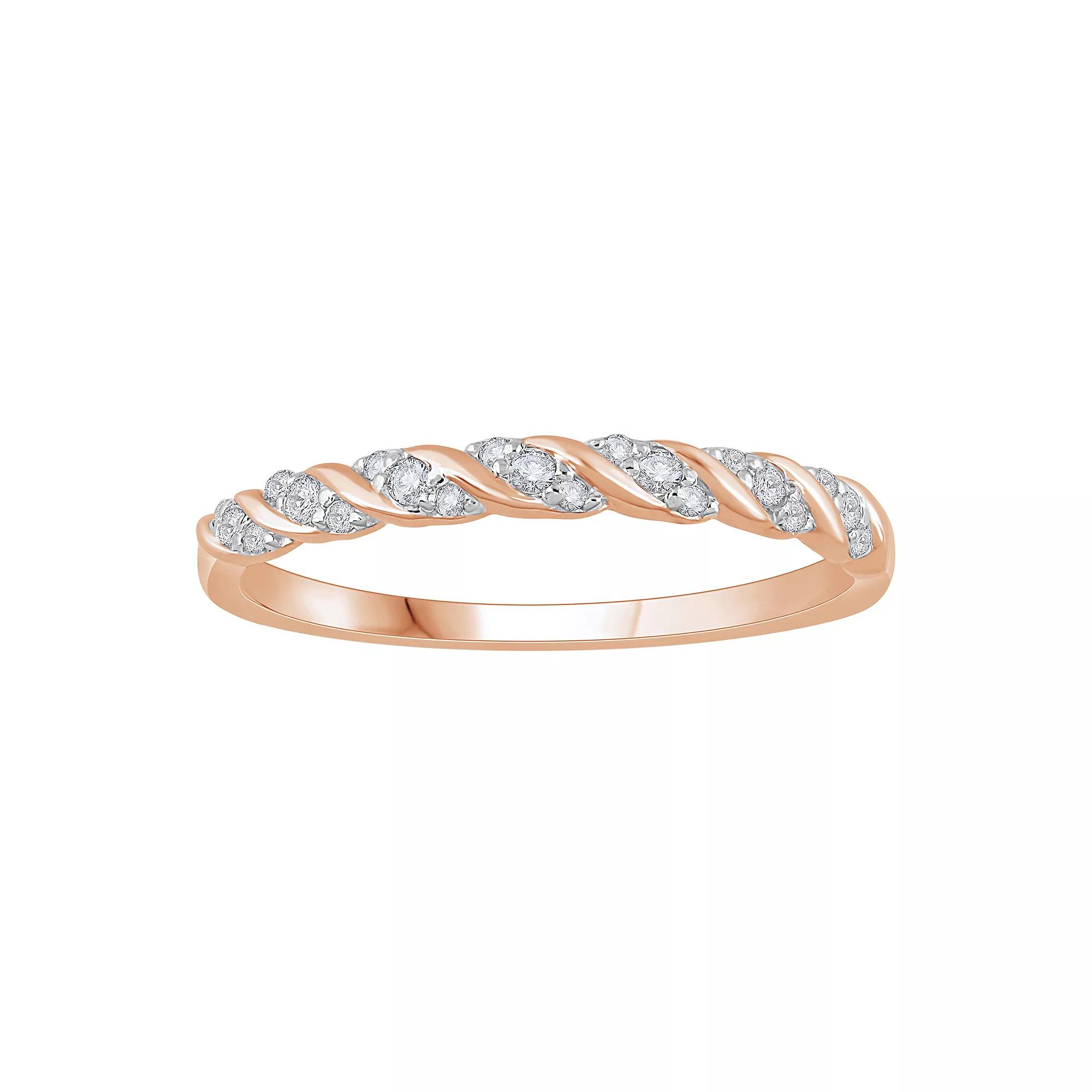 10k Rose Gold 1/8 Carat T.W. Diamond Stream Stackable Ring, Women's, Size: 7 Product Image