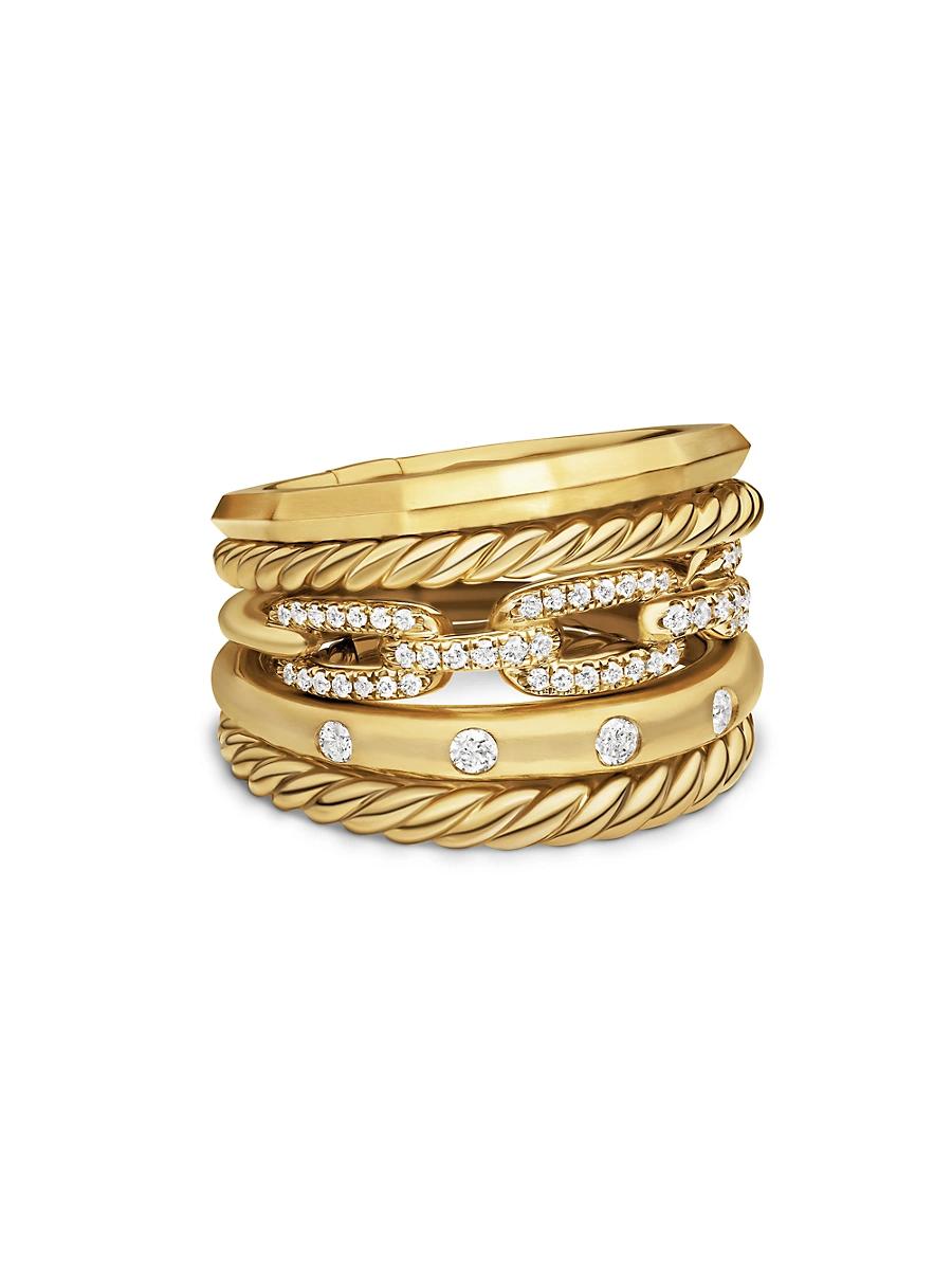 Womens Stax Wide Ring with Diamonds in 18K Yellow Gold/15mm Product Image