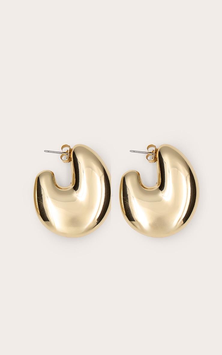 Gold Oversize Chunky Hoop Statement Earrings Product Image