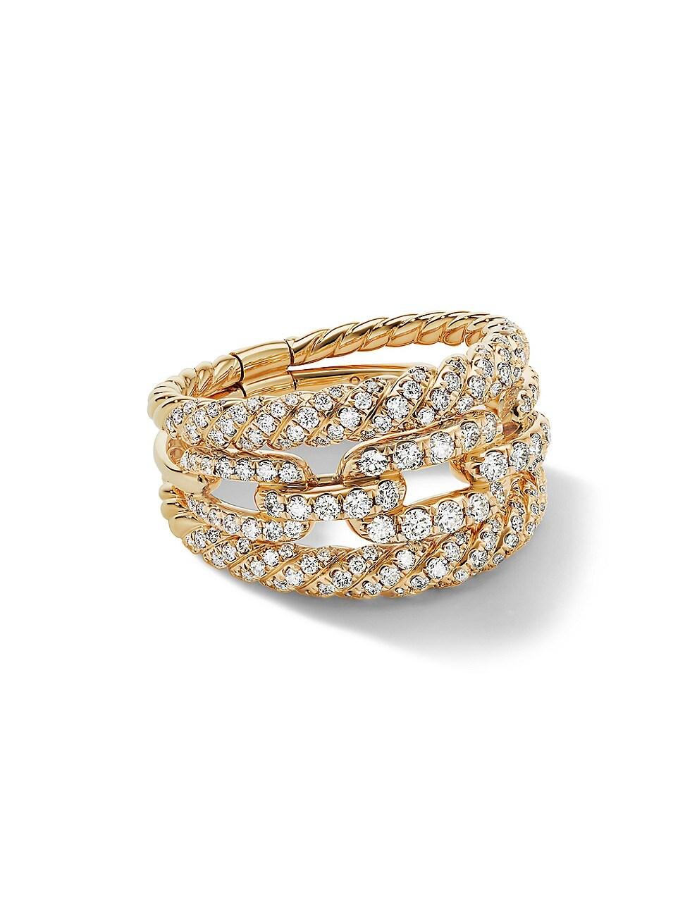 David Yurman 18K Yellow Gold Stax Three-Row Ring with Diamonds Product Image