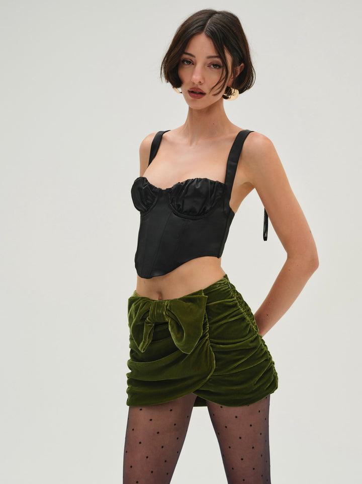 Martini Velvet Mini Skirt — Green Product Image