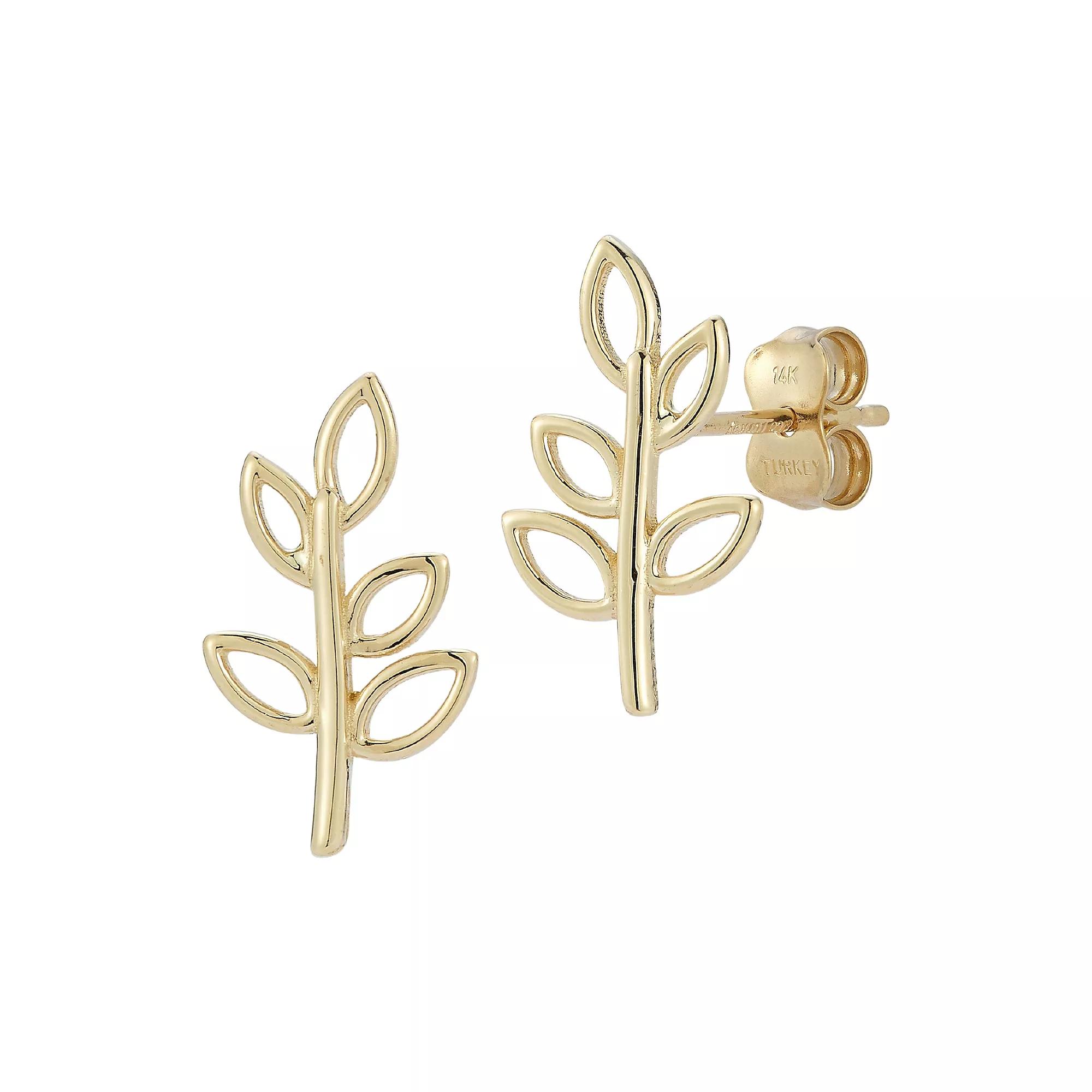 LUMINOR GOLD 14k Gold Leaf Stud Earrings, Women's Product Image