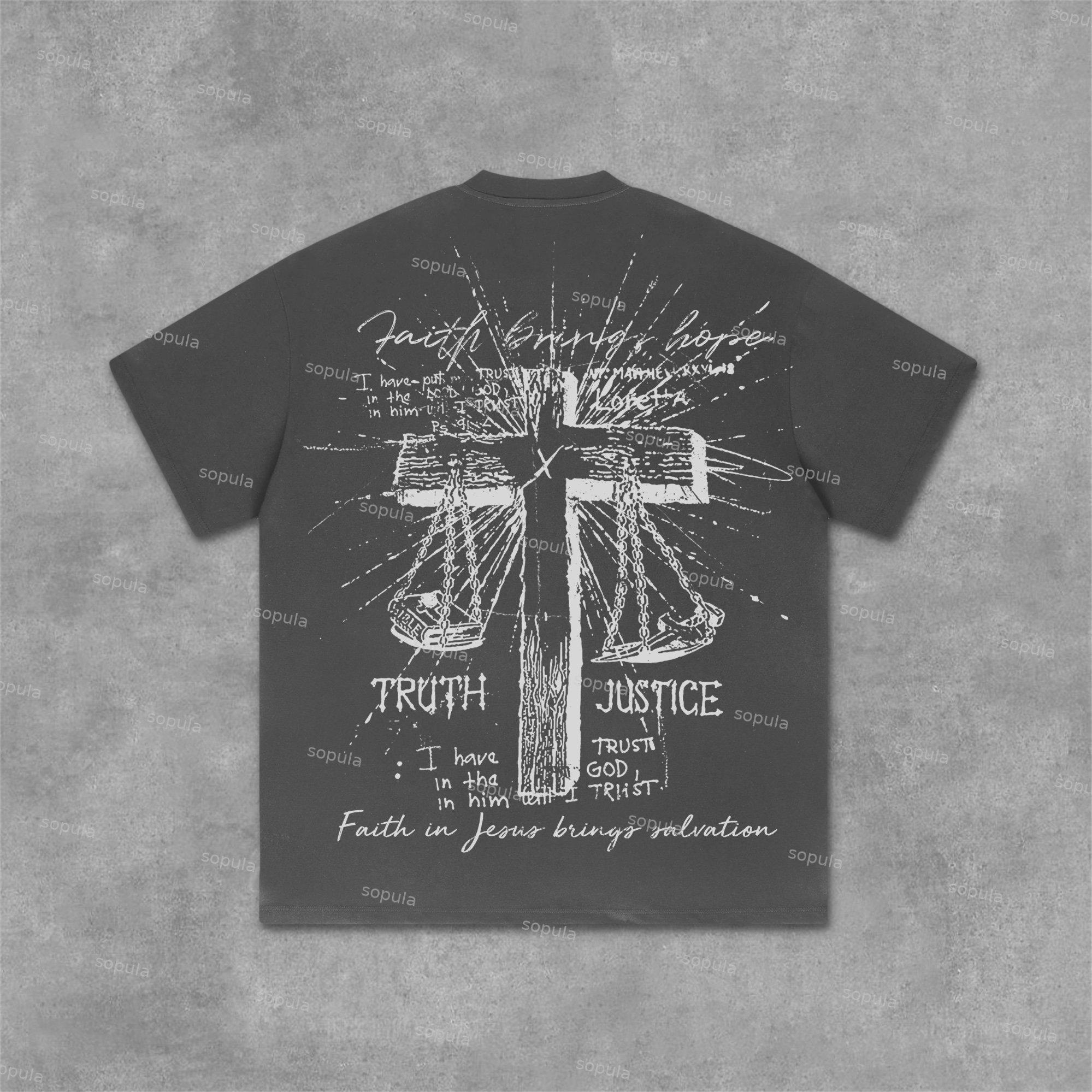 Sopula Jesus & God New Retro Old Graphic Cotton T-Shirt Product Image