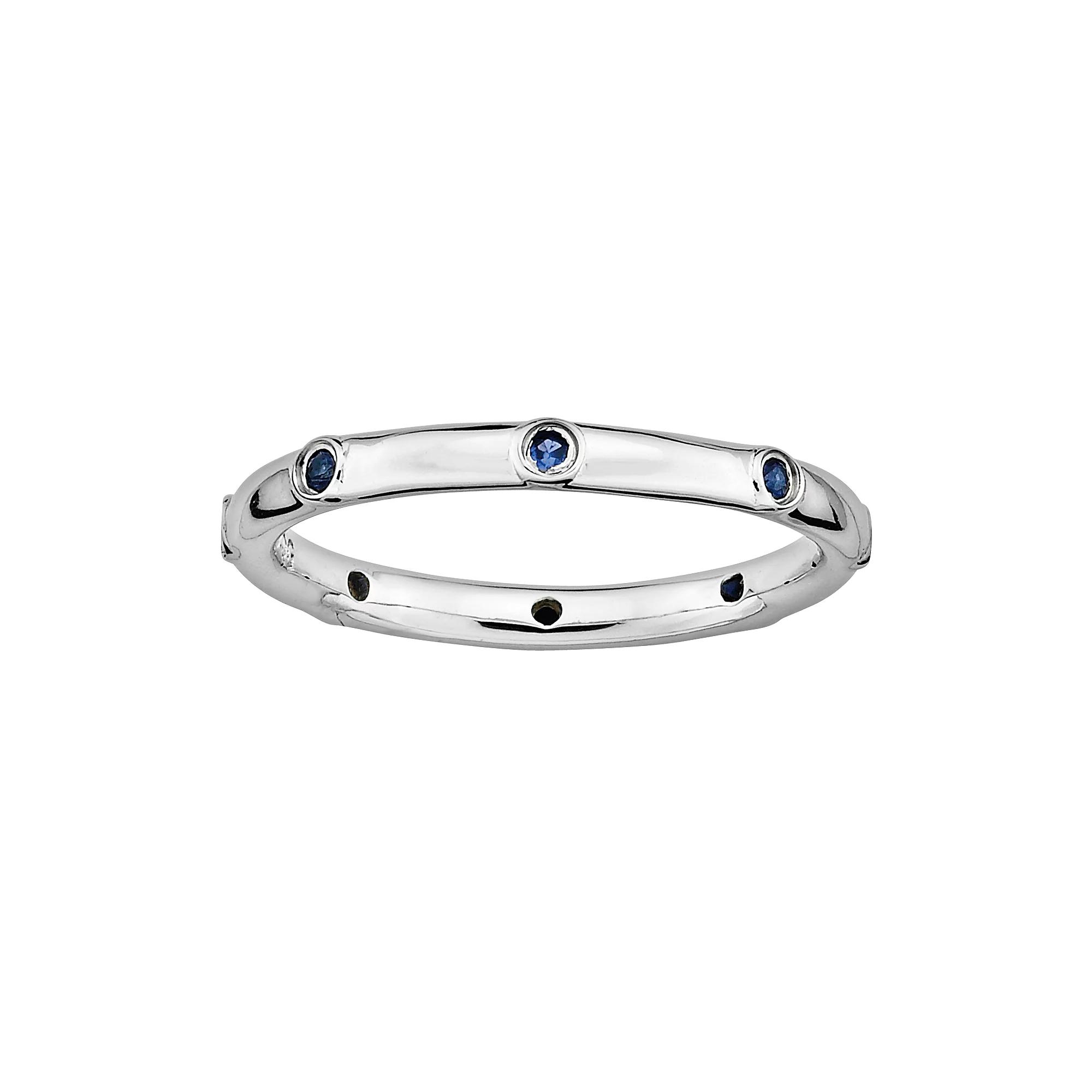 Stacks & Stones Sterling Silver Lab-Created Sapphire Stack Ring, Women's, Size: 7 Product Image