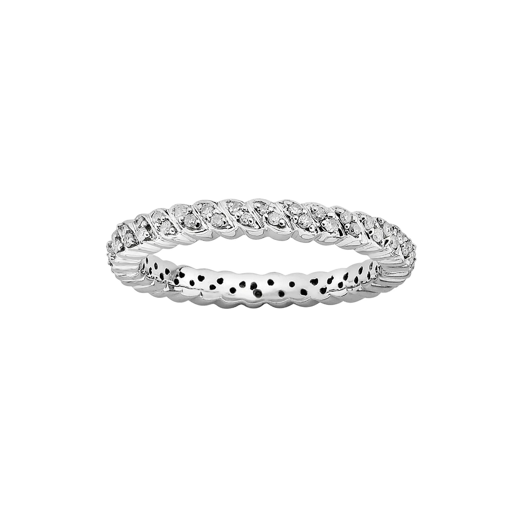 Stacks & Stones Sterling Silver 1/6-ct. T.W. Diamond Stack Ring, Women's, Size: 8, White Product Image