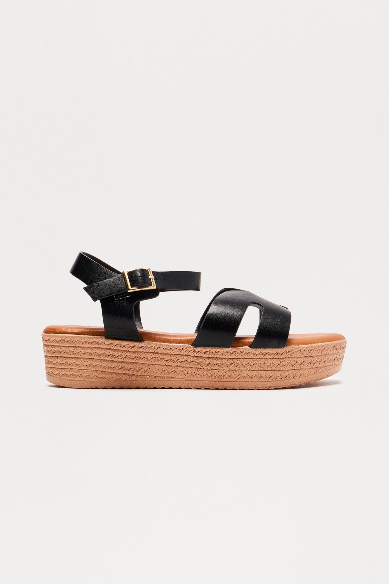 Stefan Jute Platform Sandals - Black Female Product Image
