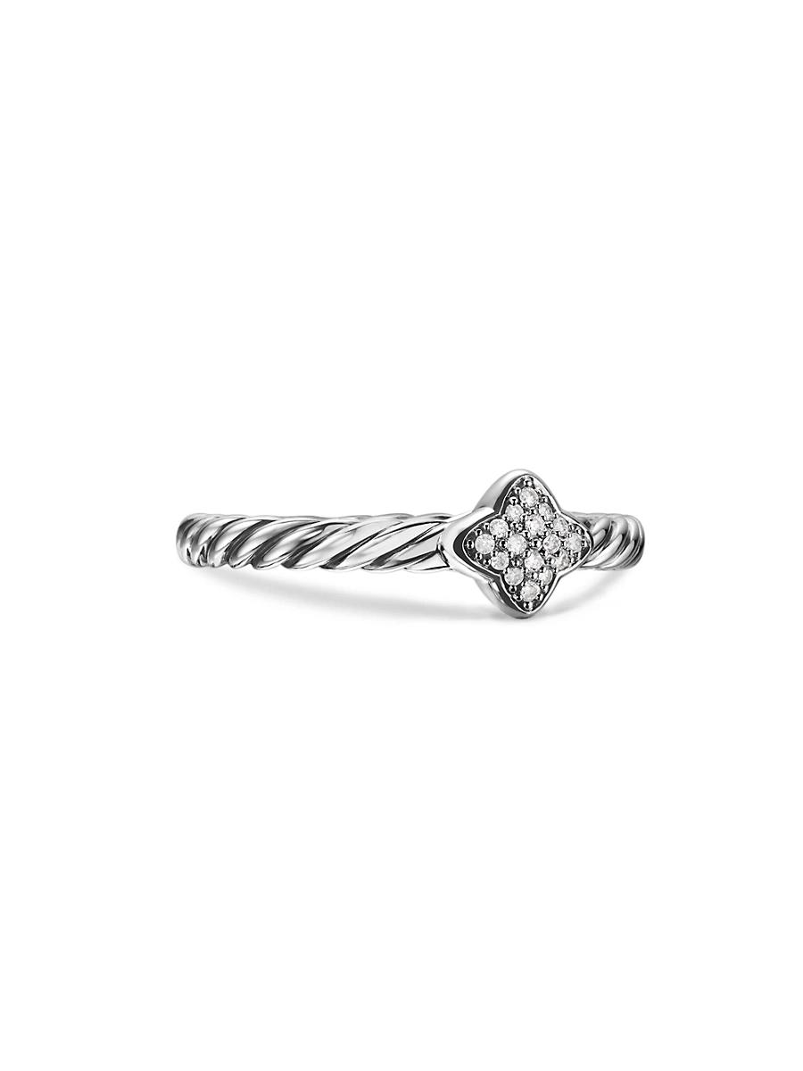 Womens Petite Pav Quatrefoil Stack Ring with Diamonds Product Image