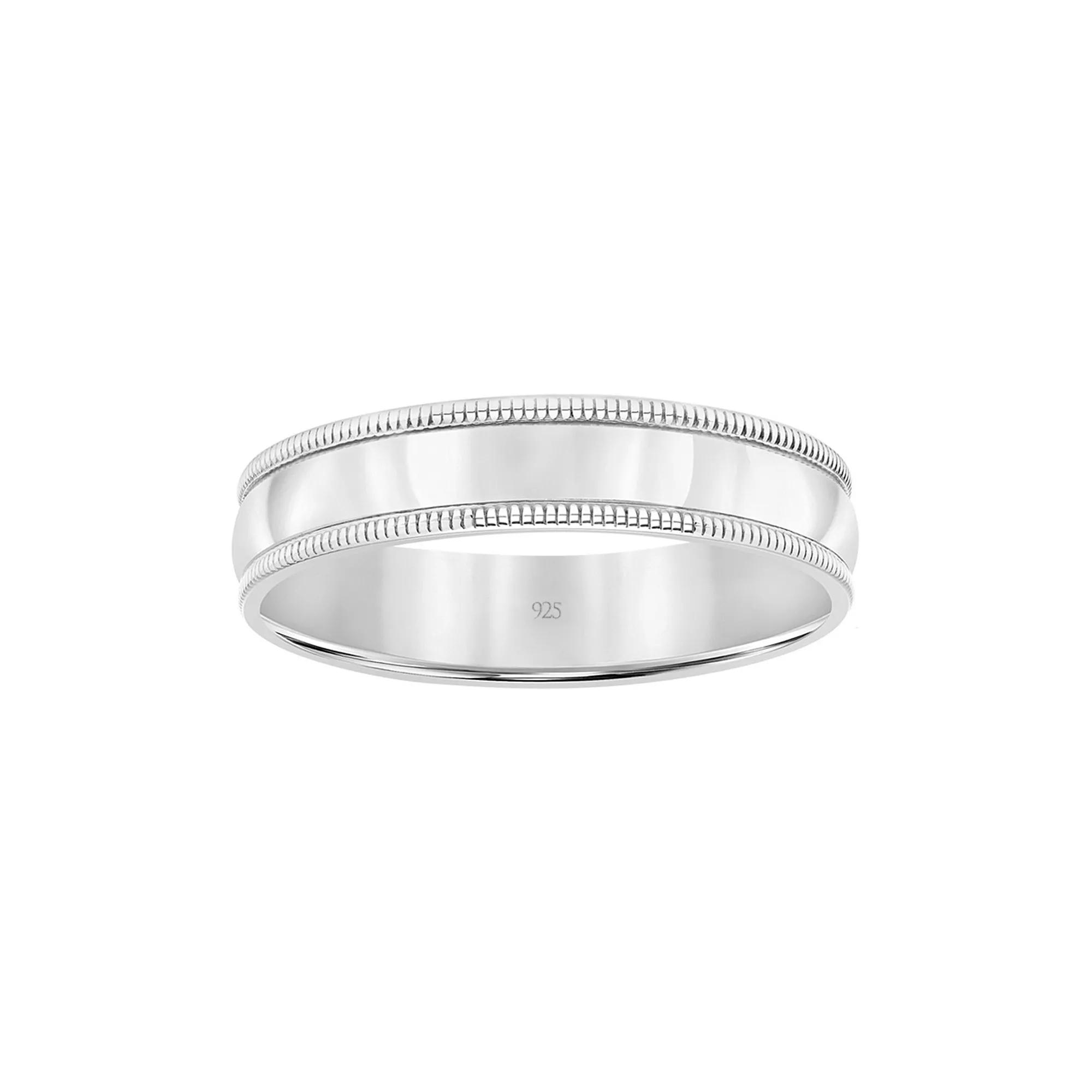 Mens Sterling Silver Milgrain Edge Band Ring Product Image