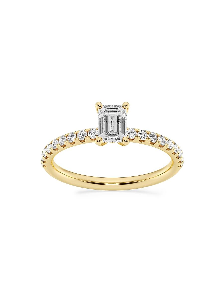 Womens 14K Yellow Gold & Emerald-Cut Lab-Grown Diamond Hidden Halo Ring/0.80-3.41 TCW Product Image