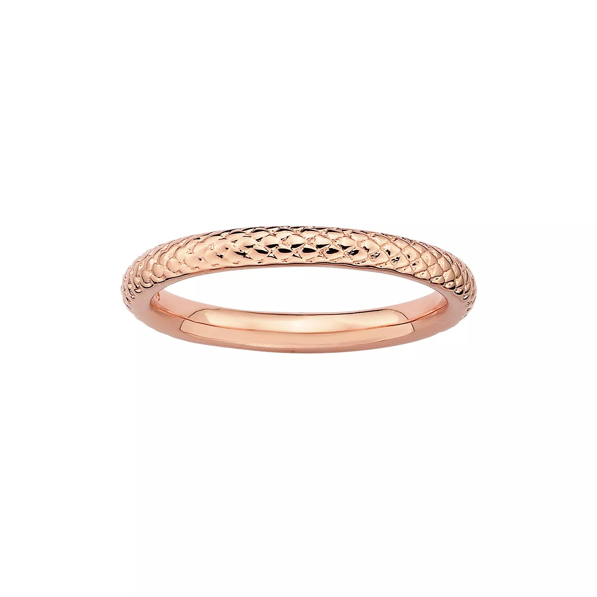 Stacks & Stones 18k Rose Gold Over Silver Cable Stack Ring, Women's, Size: 6, Pink Product Image