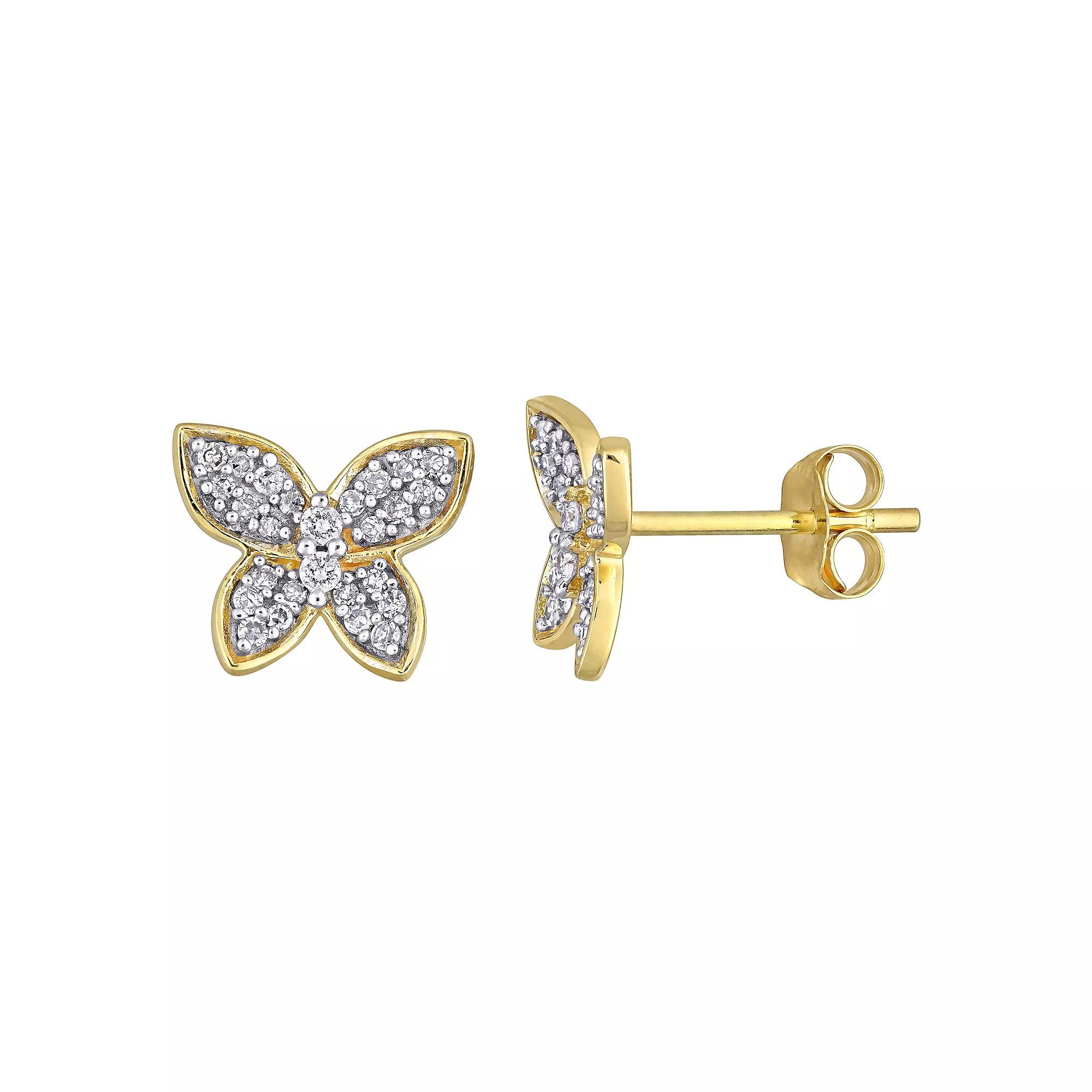 Stella Grace 10k Gold 1/5 Carat T.W. Diamond Butterfly Stud Earrings, Women's Product Image