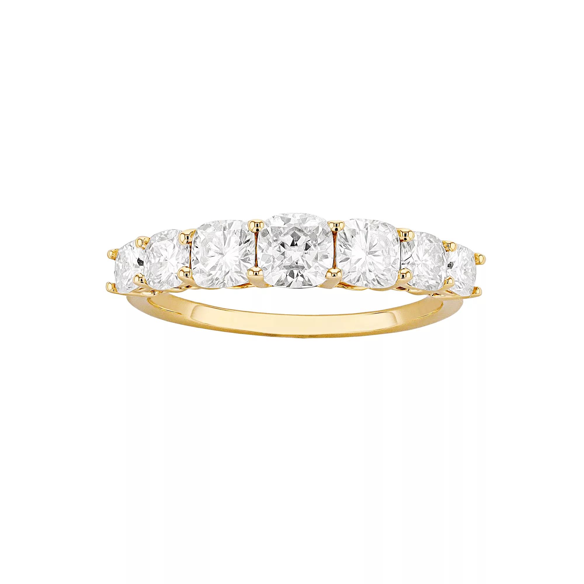 Radiant Fire 14k Gold Lab-Created Moissanite 7-Stone Wedding Band, Women's Product Image