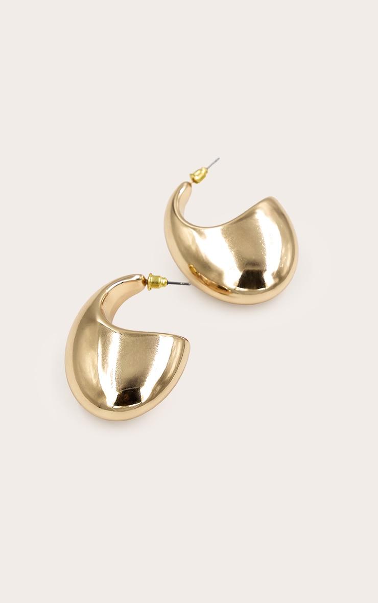 Gold Smooth Flat Chunky Hoop Earrings Product Image