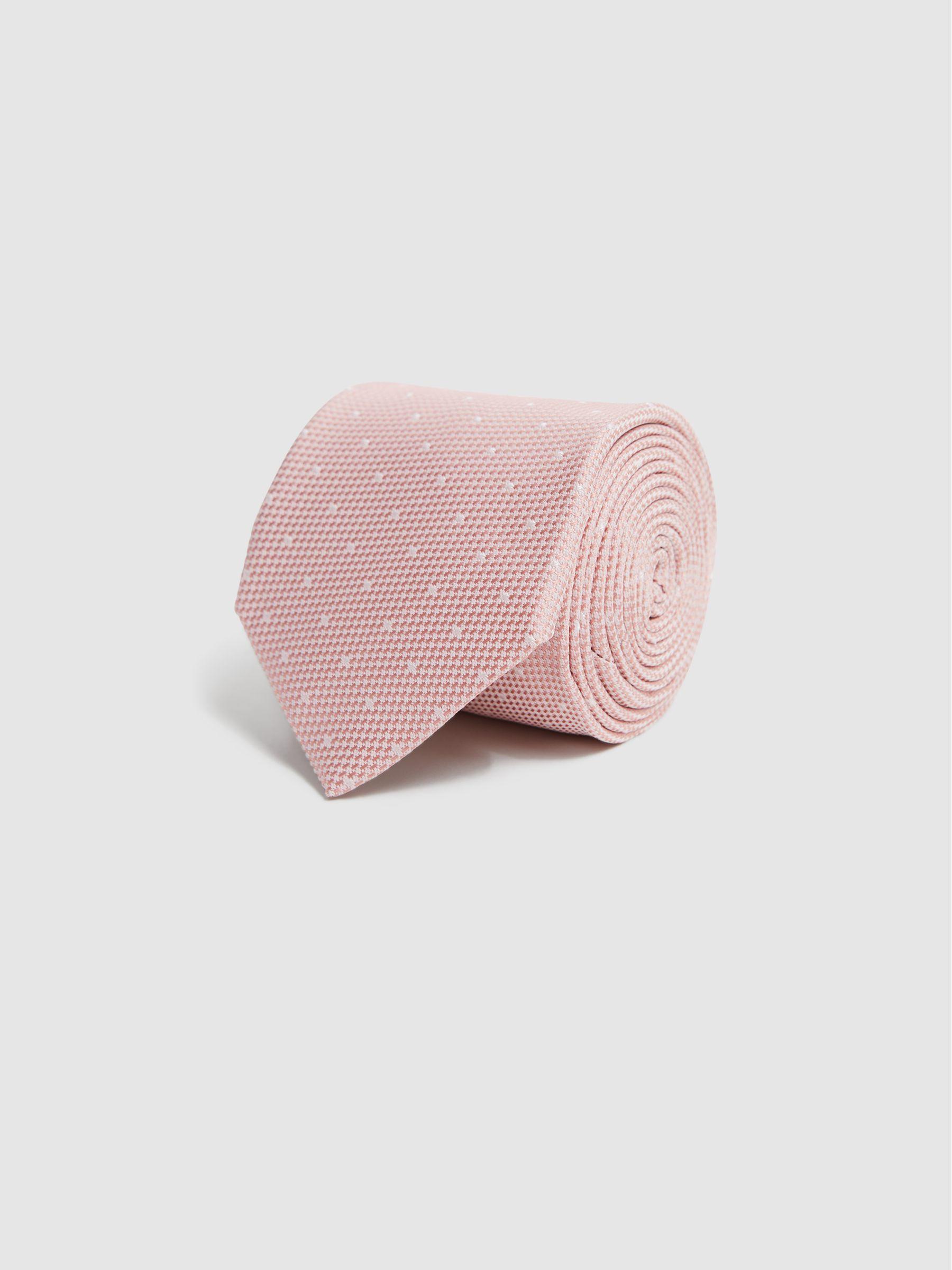 Silk Polka Dot Tie in Soft Pink Product Image