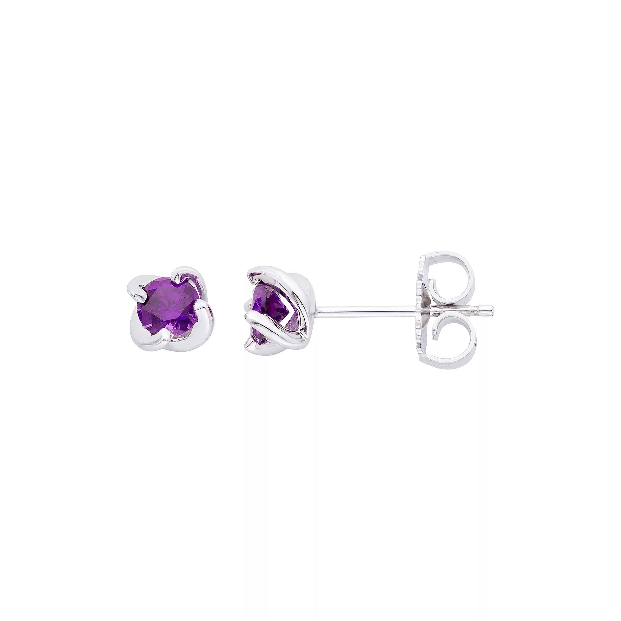 Boston Bay Diamonds Sterling Silver Birthstone Swirl Earrings, Women's, Purple Product Image
