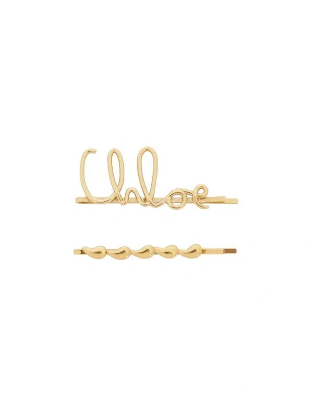 CHLOÉ Iconic Hair Clips Accessories In Metallic Product Image