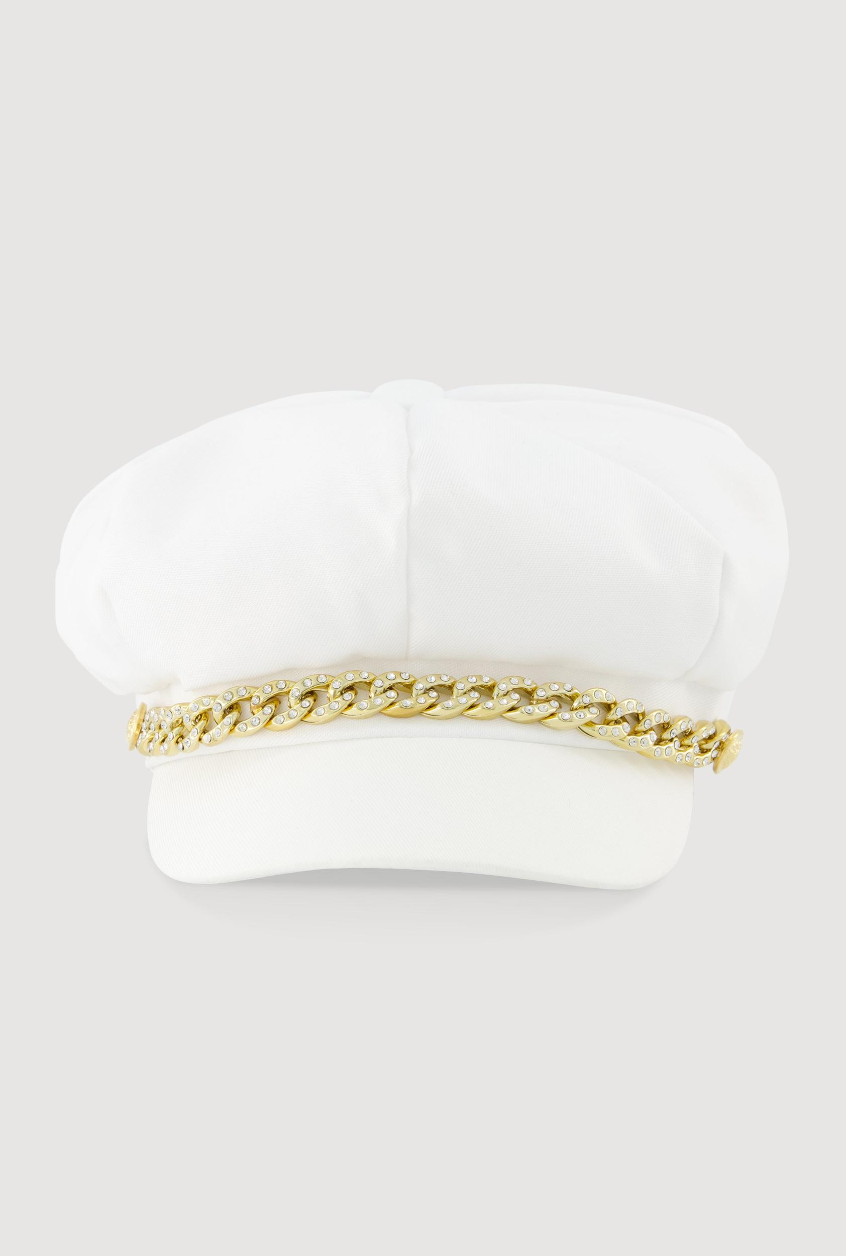 Rhinestone Curb Chain Detail Cabbie Hat Female Product Image