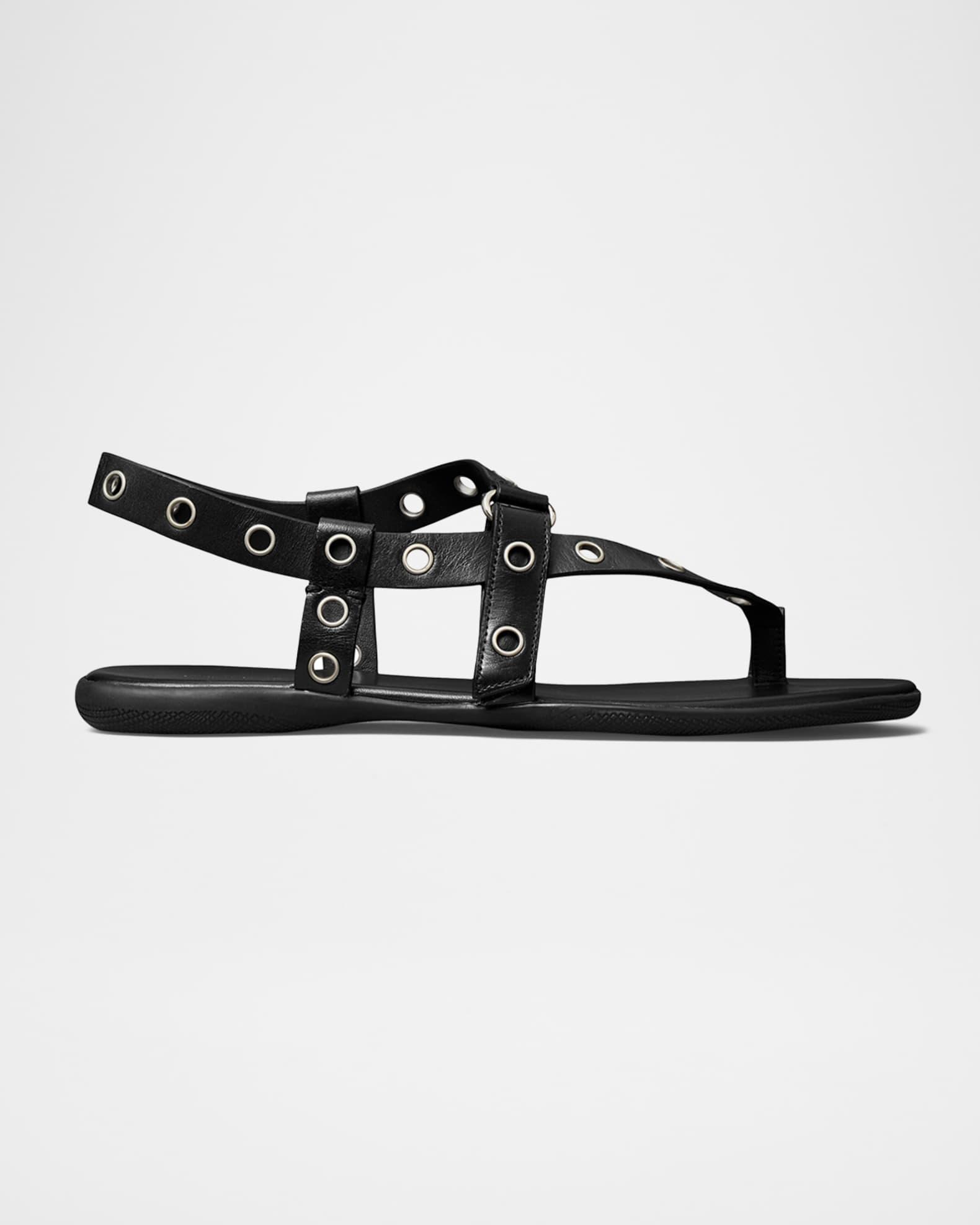 Leather Grommet Toe Ring Sandals Product Image