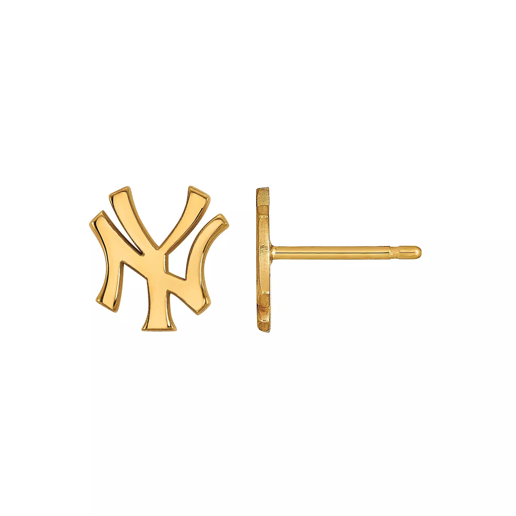 LogoArt Sterling Silver New York Yankees Stud Earrings, Women's, Size: 9MM Product Image