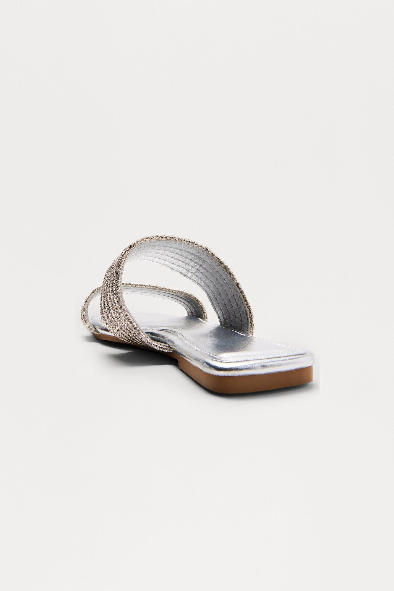 Mahi Slip On Sandals - Silver Product Image