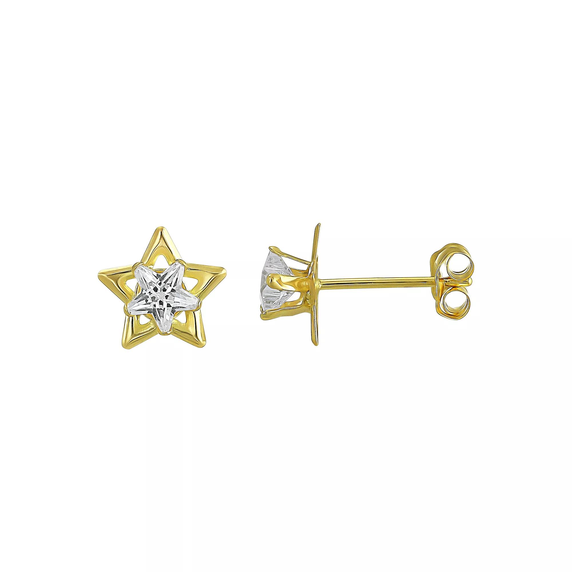 Forever 14k Gold Cubic Zirconia Star Stud Earrings, Women's Product Image